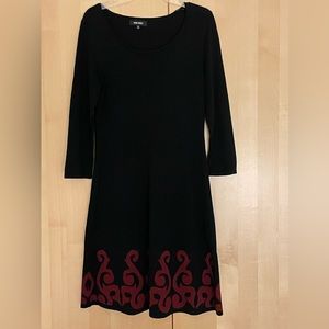Midi Black Sweater Dress 3/4 sleeve M NWOT